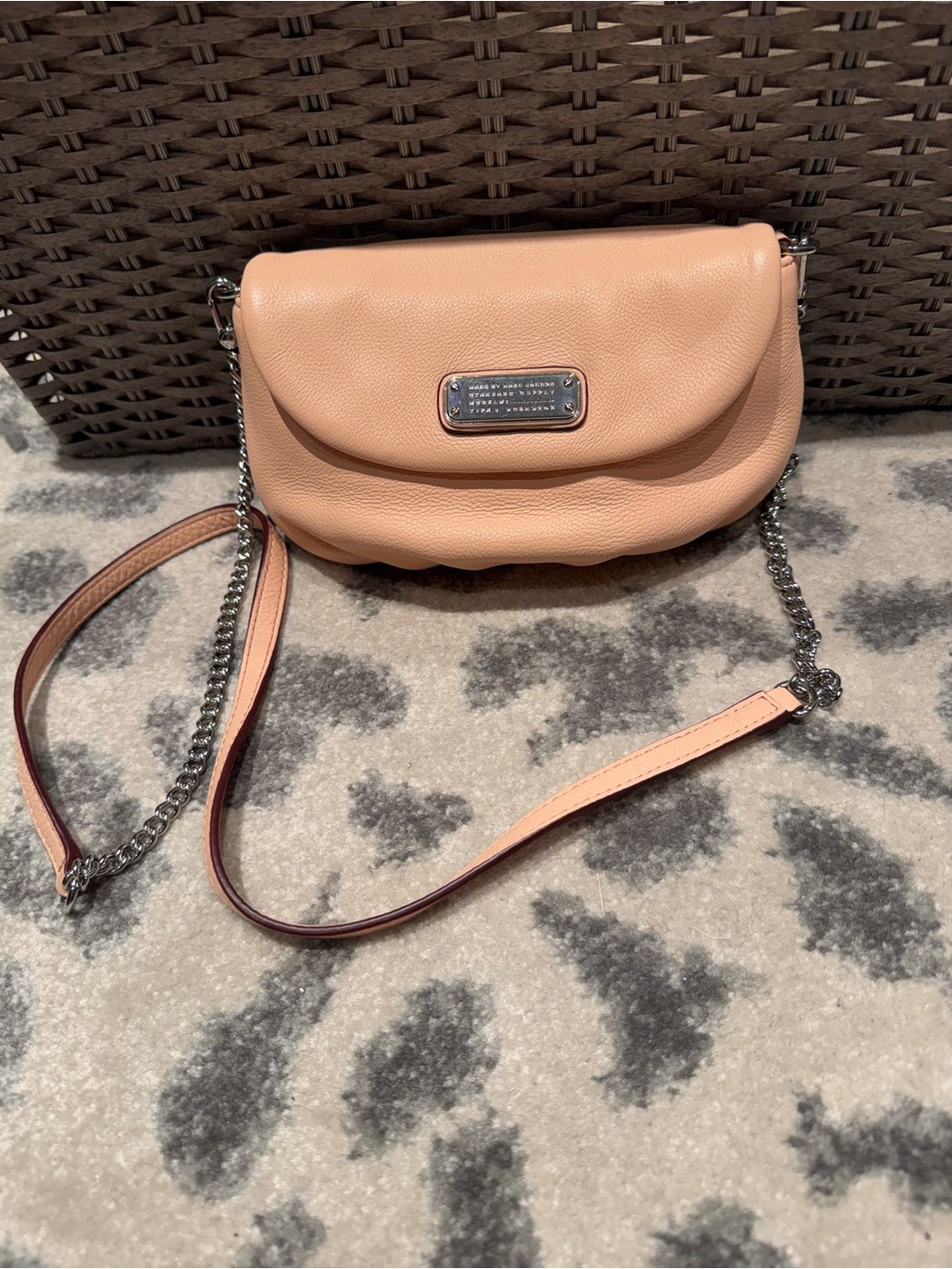 Marc by Marc Jacobs Peach Pebbled Leather Chain Strap Crossbody